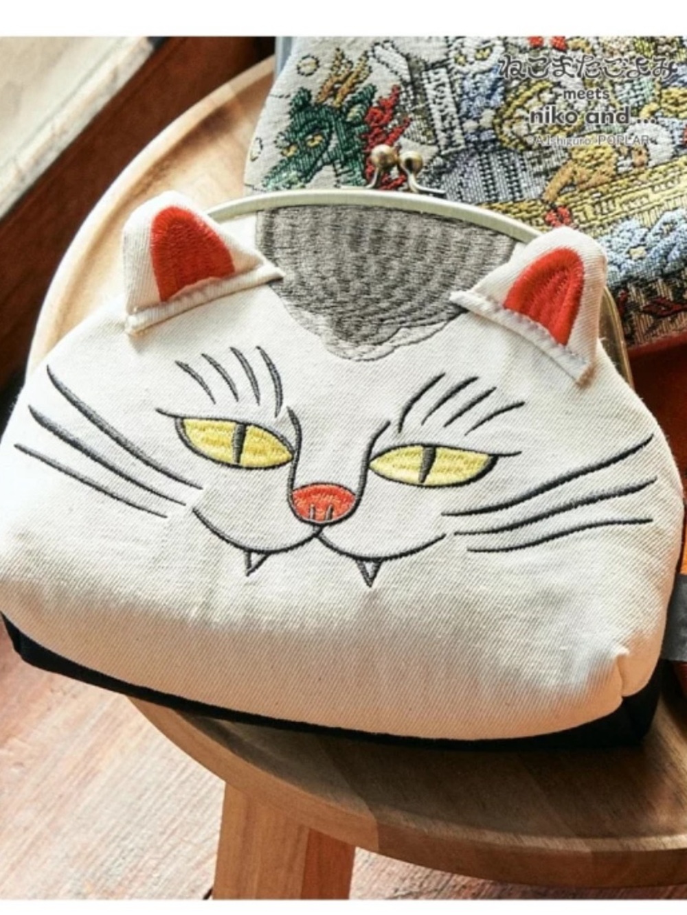 Japanese Gamaguchi Pouch niko and …cat face bag